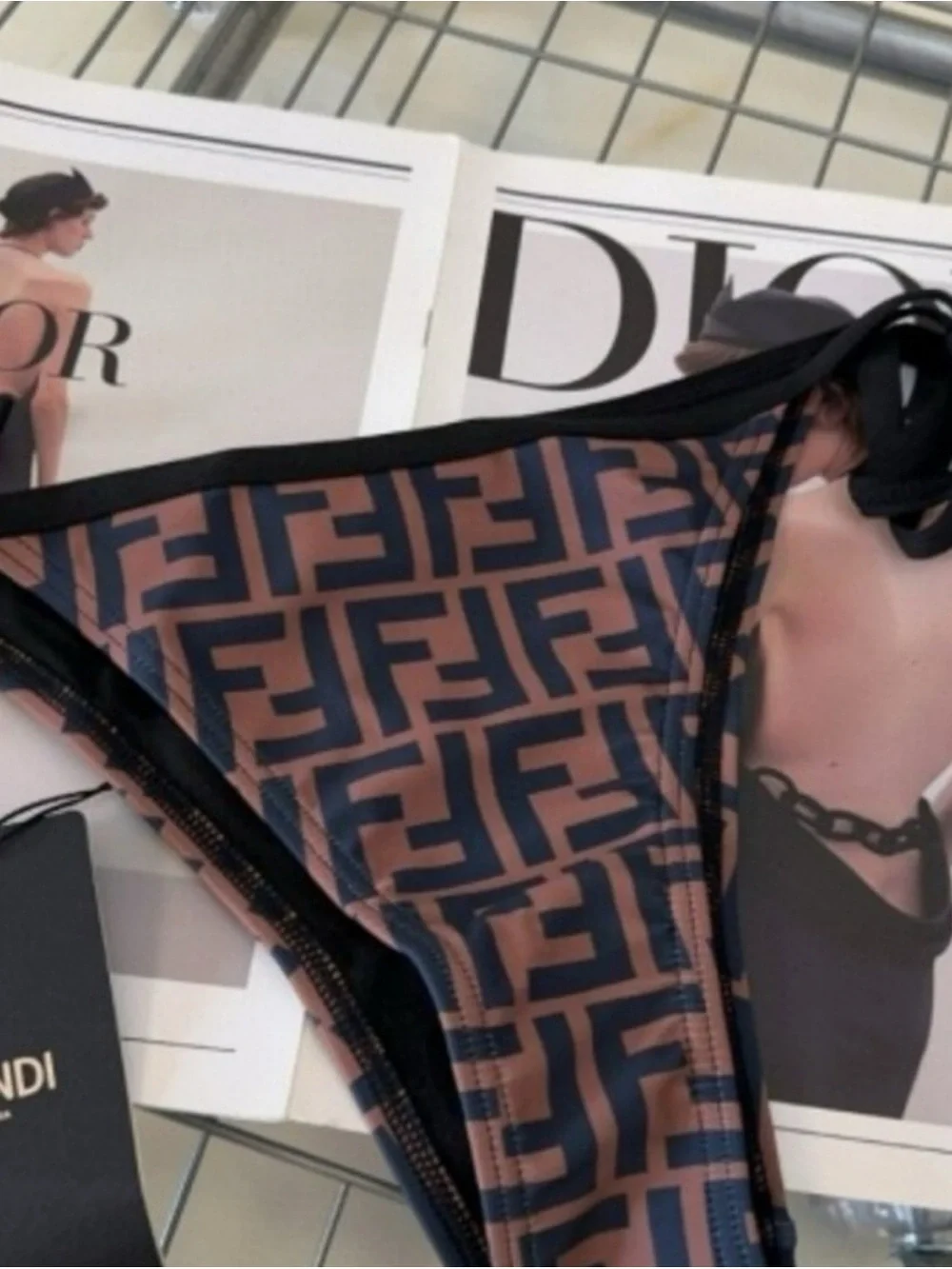 Fendi Brown & Black Logo Triangle Bikini